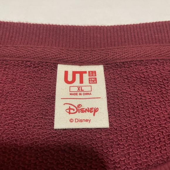UT Uniqlo X Disney Womens Sweatshirt Pullover XL Maroon Mickey Mouse Sweater - Picture 3 of 6